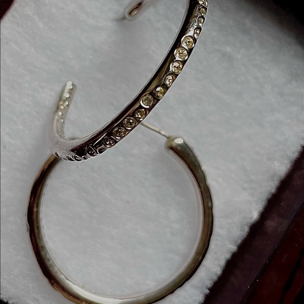 Swarovski sterling silver & crystal pavé hoops. Preloved item.